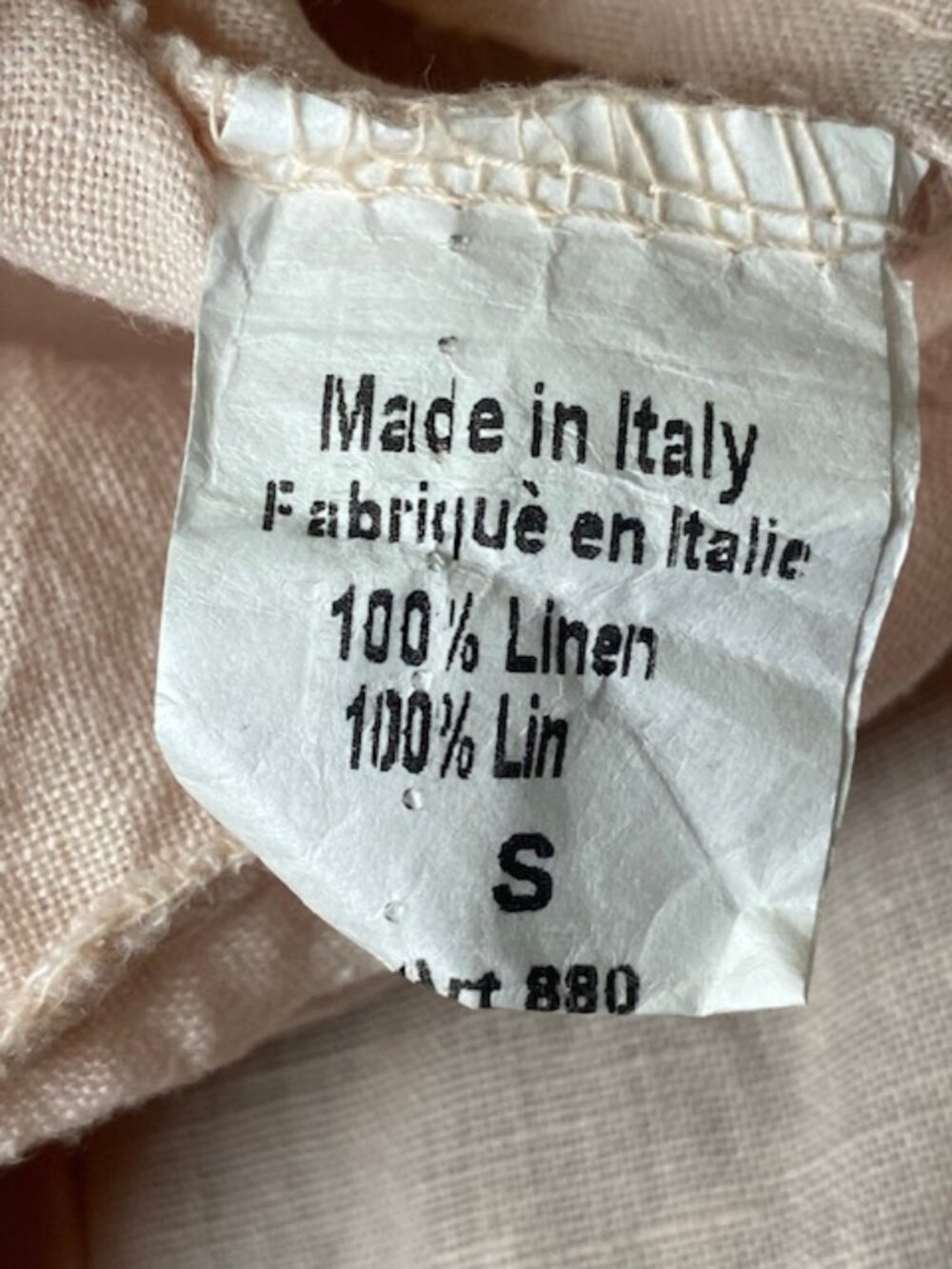 Terzo Millennio 100% Linen Top Blouse High Low Boxy Pale Pink Small - Picture 10 of 16